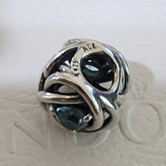 Pandora March Sea Aqua Blue Eternity Circle Charm - Picture 8 of 11